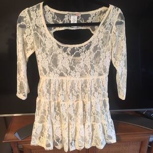 Lace cream top with tank included